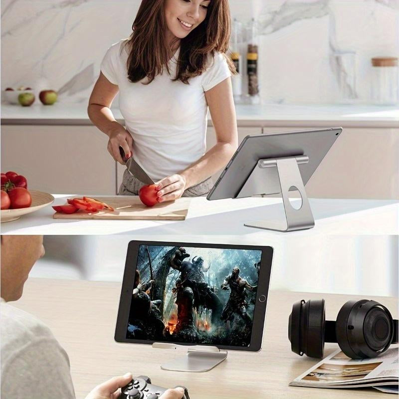 Adjustable Aluminum Tablet Stand - Compatible with Ipad, Samsung, Huawei - Suitable for Kitchen, Living Room, Office, Study, Live Streaming, and Video Calling - Desktop Stand for Iphone 7-11Inch - Portable Clip Holder