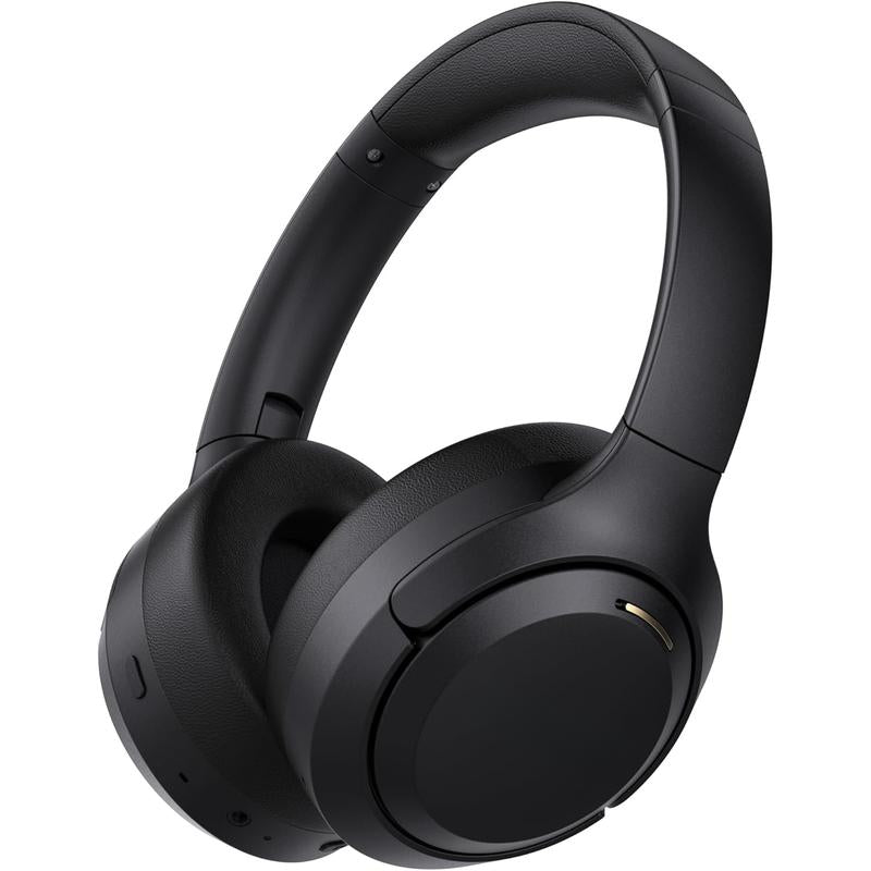 QC60 Hybrid Noise Cancenlling Headphones, over Ear Headsets with Microphone, 60H Playtime Foldable Lightweight, Deep Bass, Memory Earmuffs, for Travel Home Office