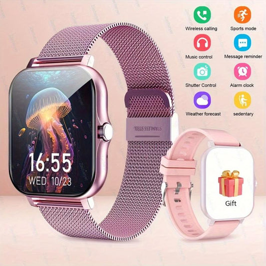 Smartwatch - Full Touch Screen, High-Resolution Display, Voice Calls, Sleep and Activity Tracker - Stylish Design for Both Men and Women, Compatible with Android/Ios, Customizable Wallpapers, Silicone Watch Band Included