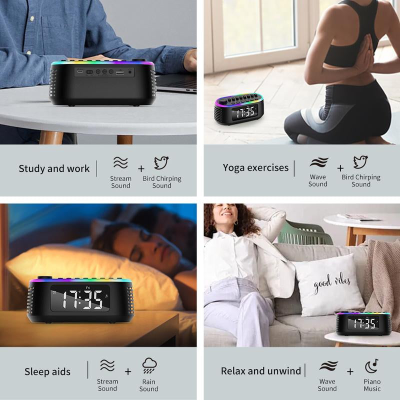 White Noise Speaker Sleep Speaker, DIY Mixable 200 Soothing Natural Sleep Sounds Machine for Sleep Aid, Relaxation, Kids, Meditation Black Audio Smartphone
