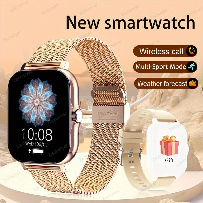 Smartwatch - Full Touch Screen, High-Resolution Display, Voice Calls, Sleep and Activity Tracker - Stylish Design for Both Men and Women, Compatible with Android/Ios, Customizable Wallpapers, Silicone Watch Band Included