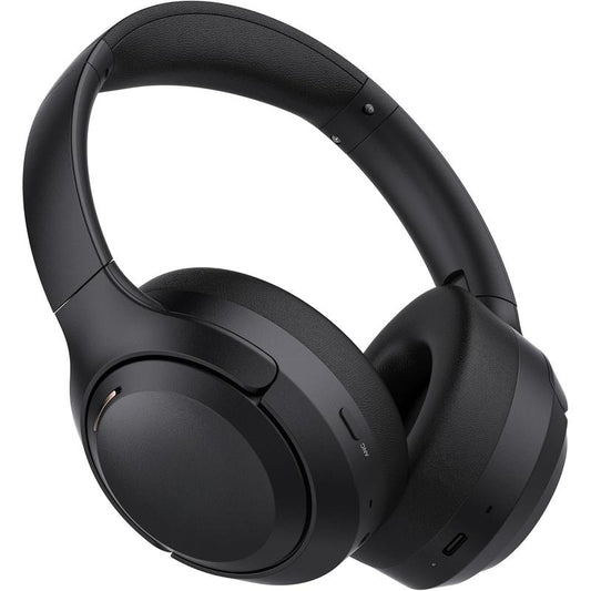 QC60 Hybrid Noise Cancenlling Headphones, over Ear Headsets with Microphone, 60H Playtime Foldable Lightweight, Deep Bass, Memory Earmuffs, for Travel Home Office